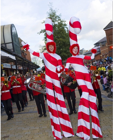 Candy Cane Stilt walkers Gravity Live 